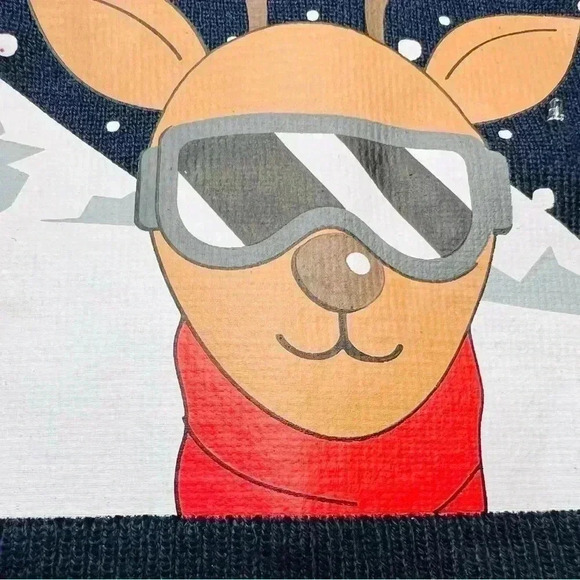 Christmas Reindeer Light Up Knit Hat Unisex Dark Blue NWT One Size - Picture 3 of 7